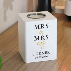 Personalised Black & Gold White Wooden Tealight - Image 4