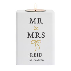 Personalised Black & Gold White Wooden Tealight - Image 5