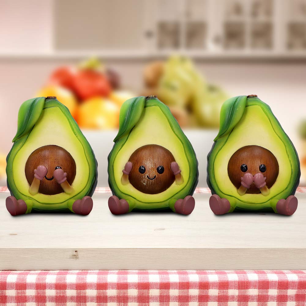 Three Wise Avocado Collectible Figurines 8.5cm