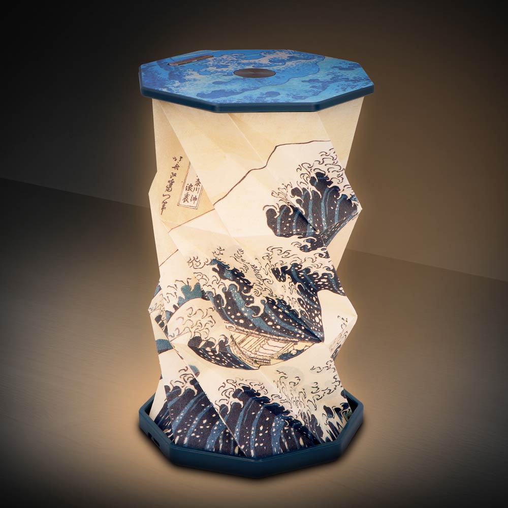 The Great Wave Off Kanagawa Foldable Lamp Rechargeable USB Powered 21cm