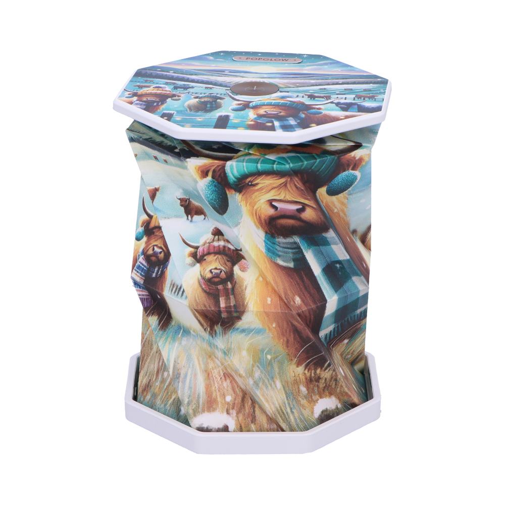 Winter Highland Cows Foldable LED Lamp 21cm