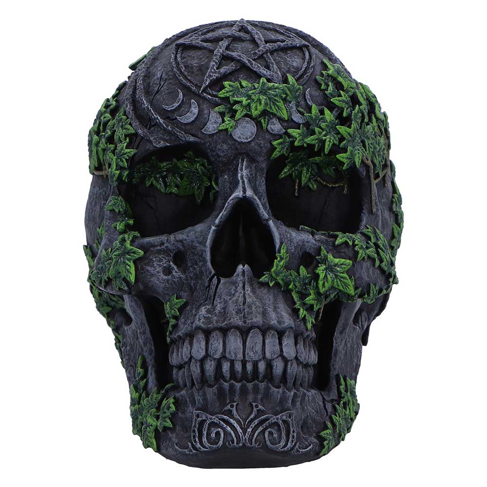 Aged Pentagram Skull Figurine