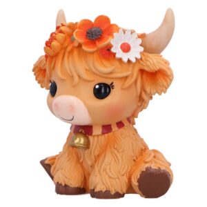 Marigold Orange Flower Cow Figurine 10.8cm - Image 3