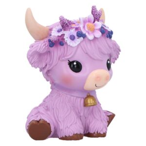 Hyacinth Purple Flower Cow Figurine 10.8cm - Image 4