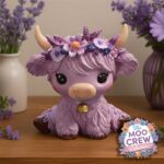 Hyacinth Purple Flower Cow Figurine 10.8cm