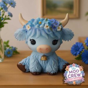 Bluebell Blue Flower Cow Figurine 10.8cm