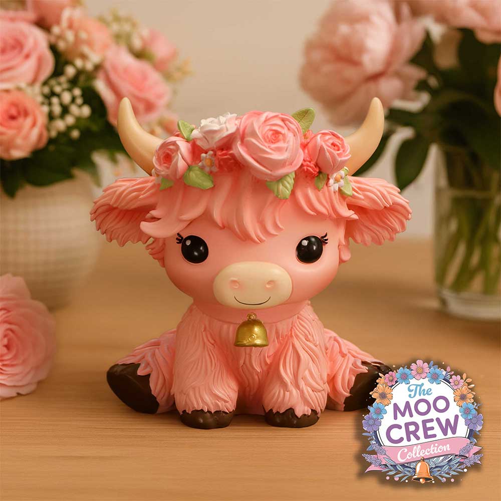 Primrose Pink Flower Cow 10.8cm