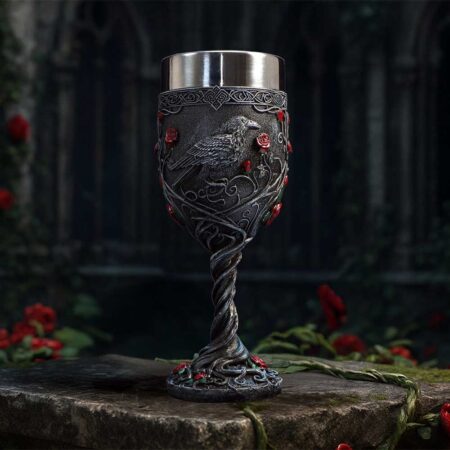 Twilight Bloom Gothic Raven Goblet 19.5cm