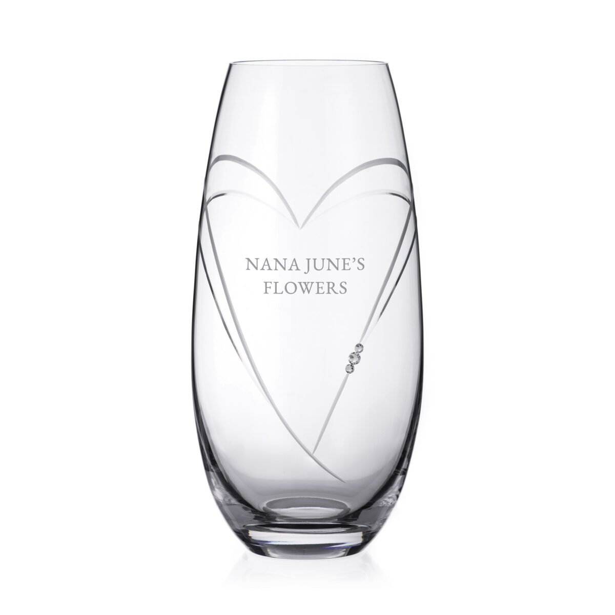 Personalised Hearts Barrel Vase with Swarovski Crystals
