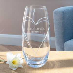 Personalised Hearts Barrel Vase with Swarovski Crystals