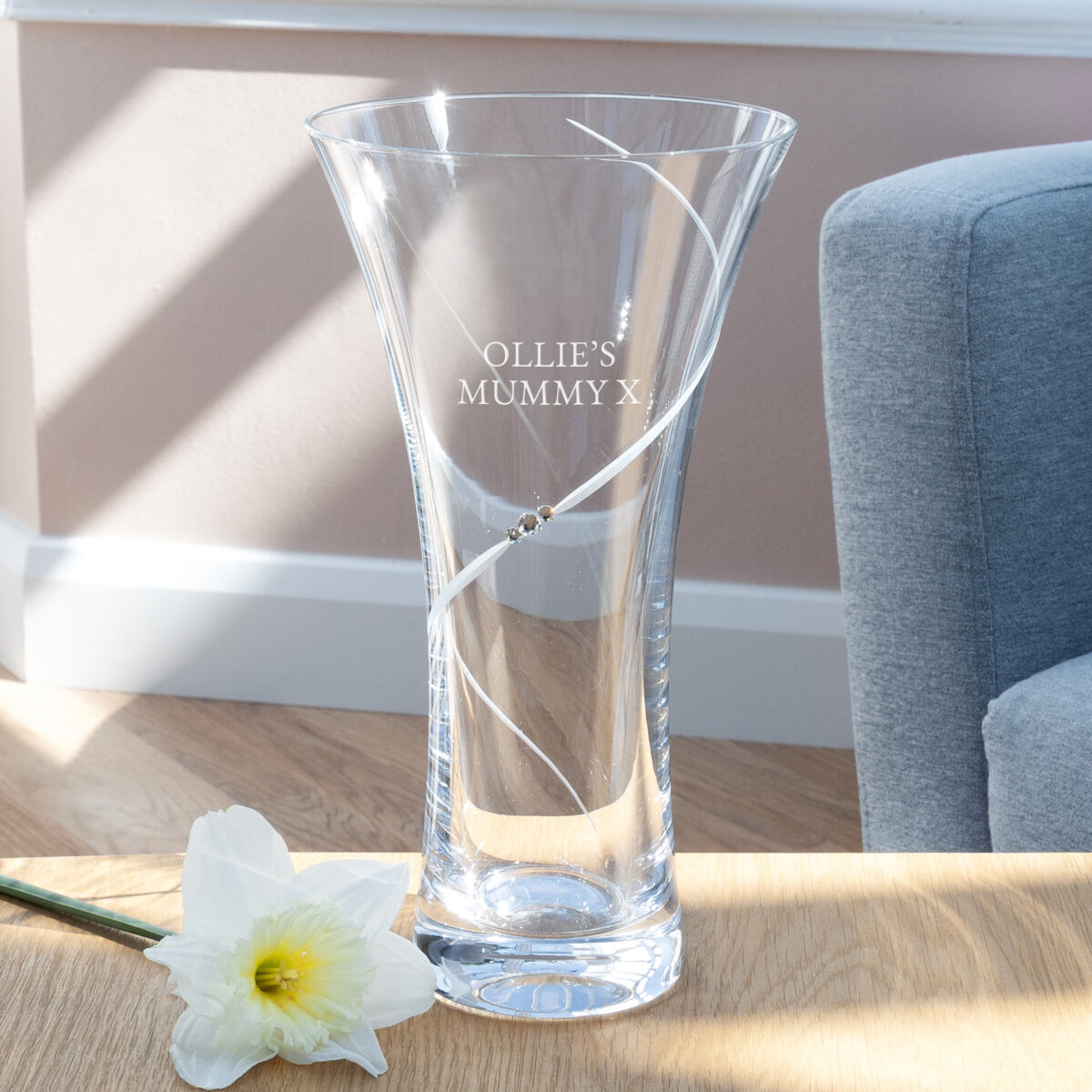 Personalised Hollow Sided Vase with Swarovski Crystals