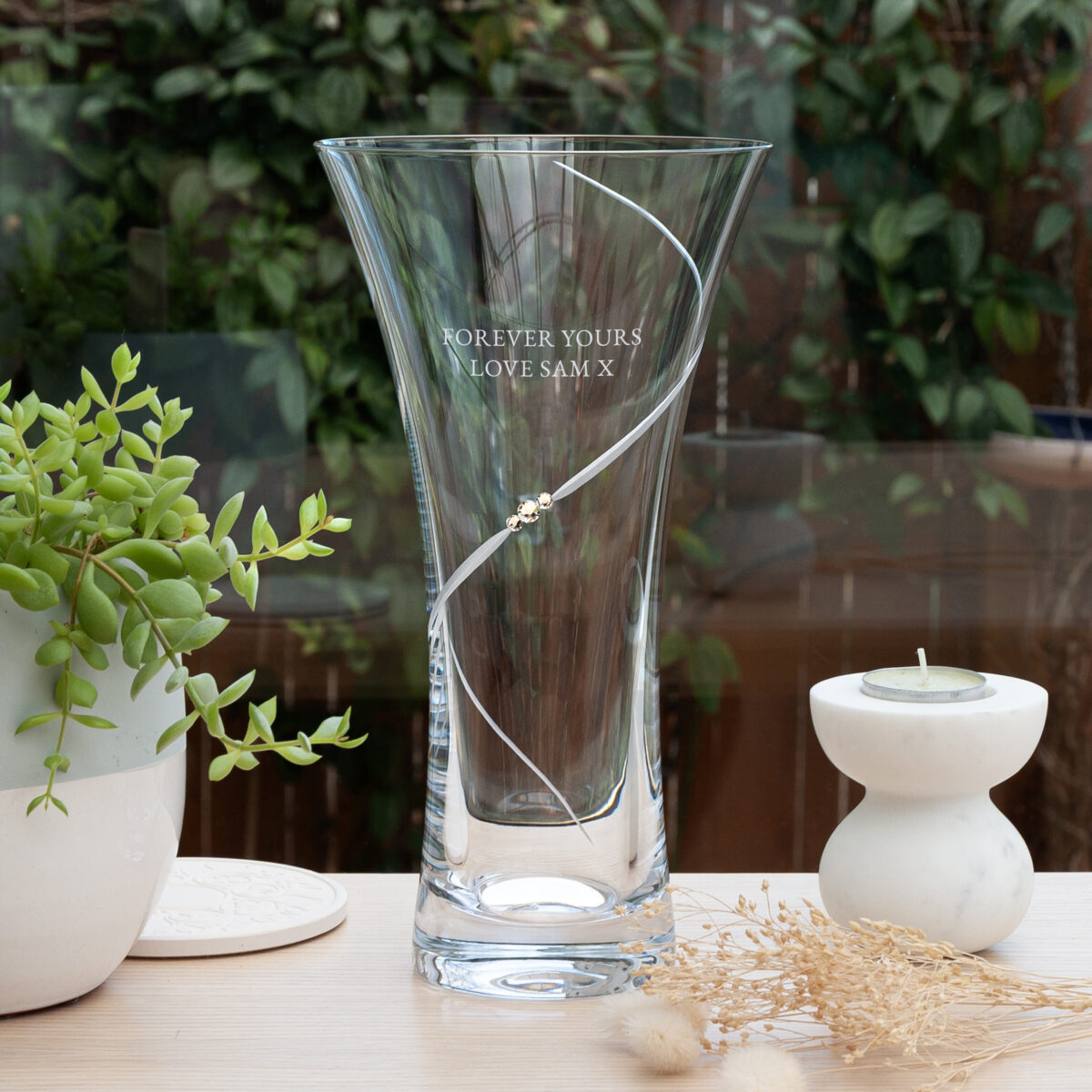 Personalised Hollow Sided Vase with Swarovski Crystals
