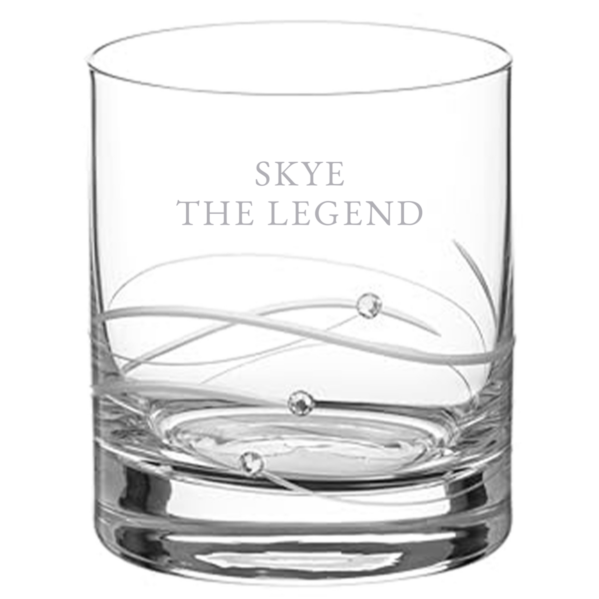 Personalised Flowing Wave Glass Tumbler with Swarovski Crystals