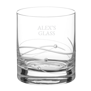 Personalised Flowing Wave Glass Tumbler with Swarovski Crystals