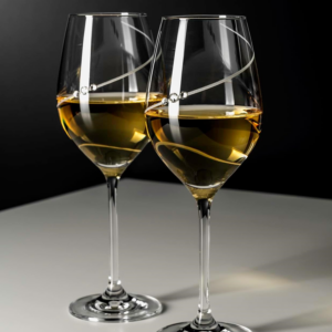 Personalised Helical Twist White Wine Glass with Swarovski Crystals