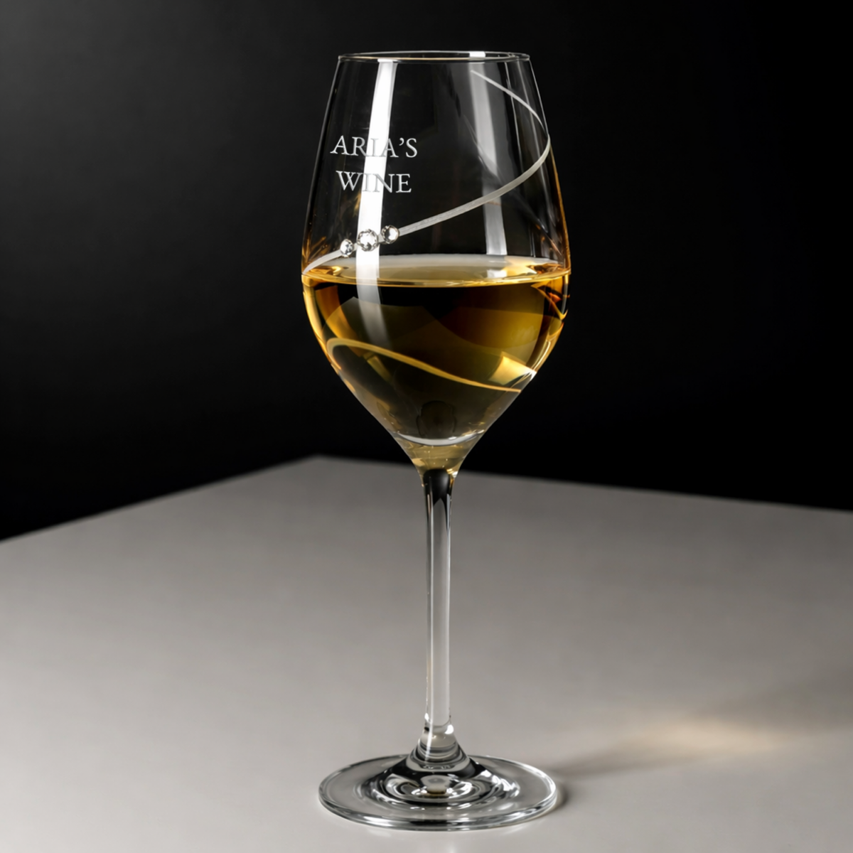Personalised Helical Twist White Wine Glass with Swarovski Crystals