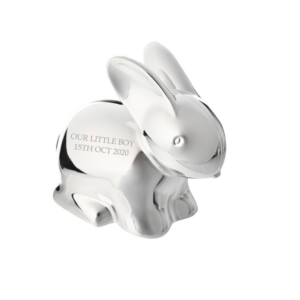 Personalised Silver Plated Rabbit Money Box