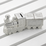 Personalised Train Money Box with First Tooth & Curl Carriage