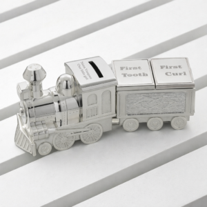 Personalised Train Money Box with First Tooth & Curl Carriage