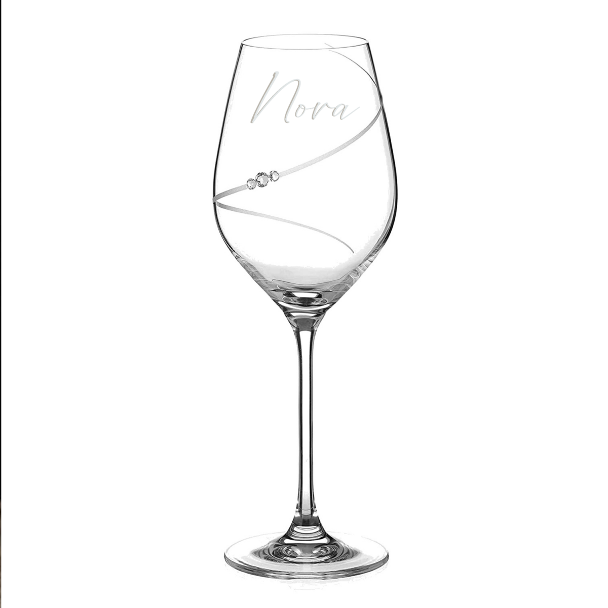 Personalised Graceful Arc White Wine Glass with Swarovski Crystals