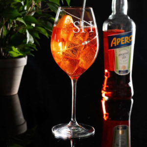 Monogrammed Cascade Flourish Wine Glass with Swarovski Crystals