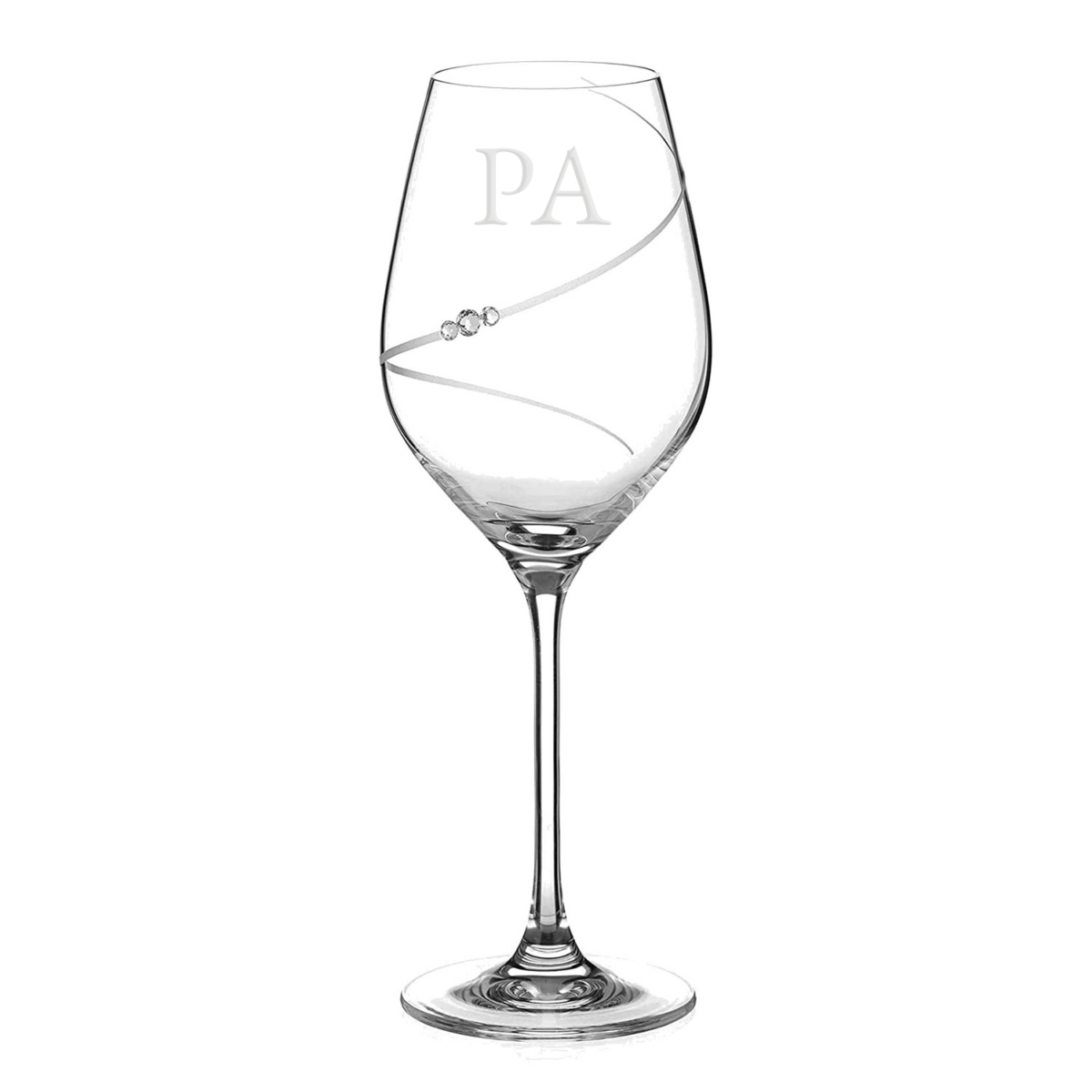 Monogrammed Cascade Flourish Wine Glass with Swarovski Crystals