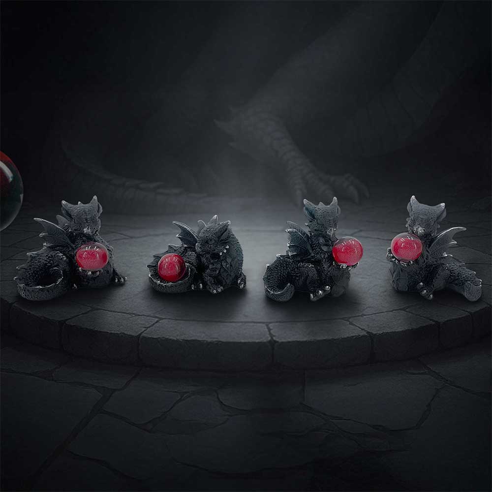 Midnight Treasures Mini Dragon Figurine Set of 4