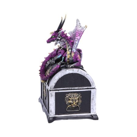 Reptilian Riches Dragon Sitting on a Treasure Chest Storage Box