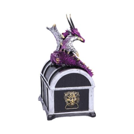 Reptilian Riches Dragon Sitting on a Treasure Chest Storage Box