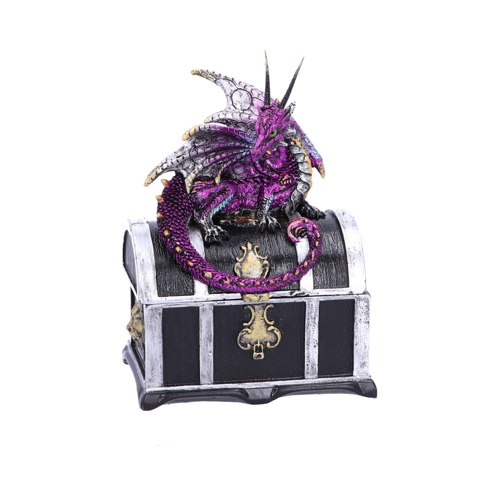 Reptilian Riches Dragon Sitting on a Treasure Chest Storage Box