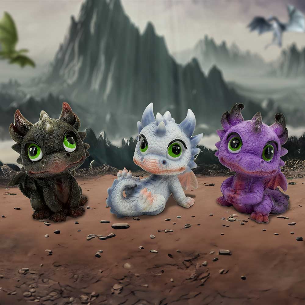 Little Hordlings Cute Baby Dragonling Figurines (Set of 3) 7cm