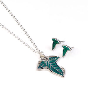TM 07824 The Lord Of The Rings Leaf Of Lorien Necklace Earrings Gift Box