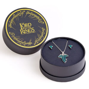 TM 07824 The Lord Of The Rings Leaf Of Lorien Necklace Earrings Gift Box