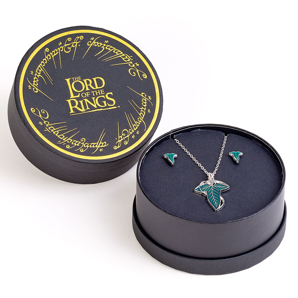 TM-07824-The-Lord-Of-The-Rings-Leaf-Of-Lorien-Necklace-Earrings-Gift-Box TM 07824 The Lord Of The Rings Leaf Of Lorien Necklace Earrings Gift Box