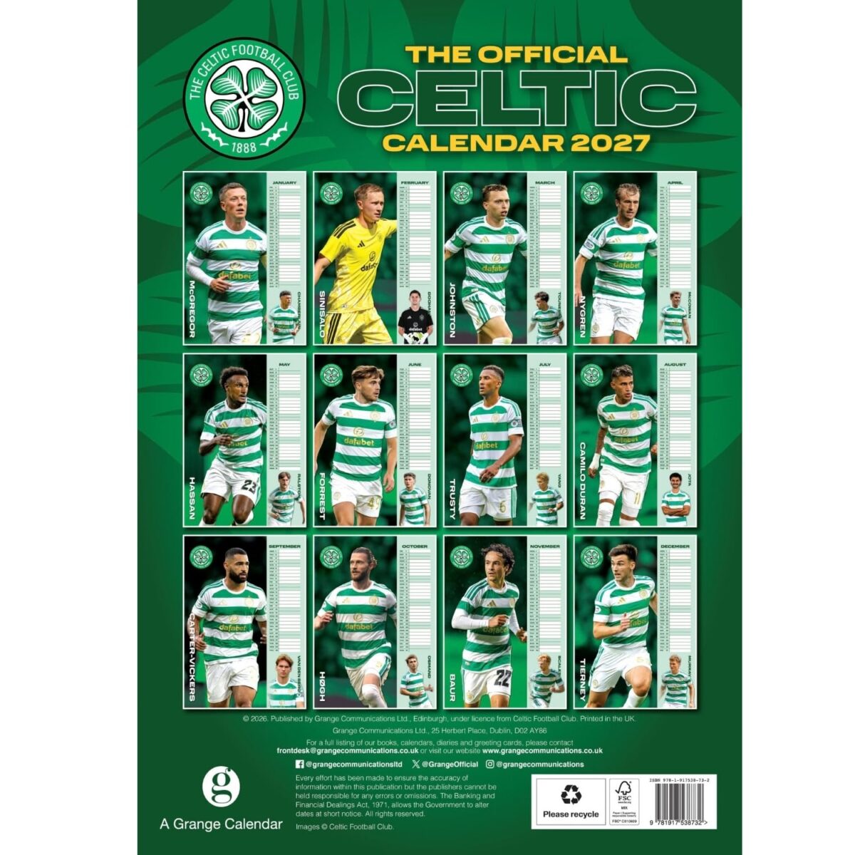 TM 08100 Celtic FC A3 Calendar 2027