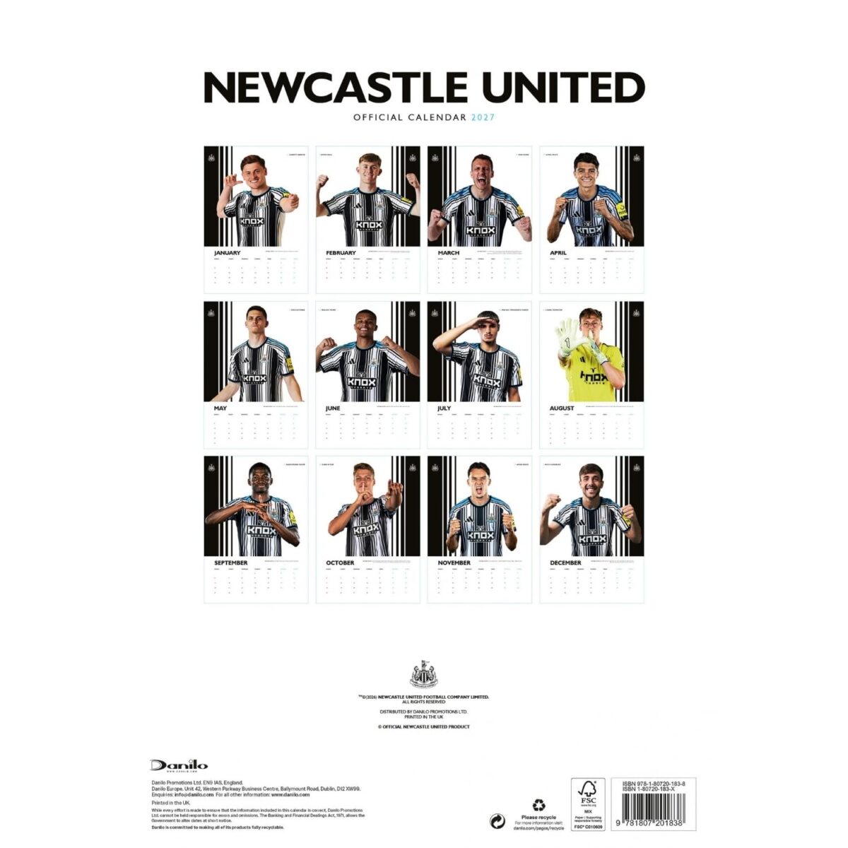 TM 08115 Newcastle United FC A3 Calendar 2027