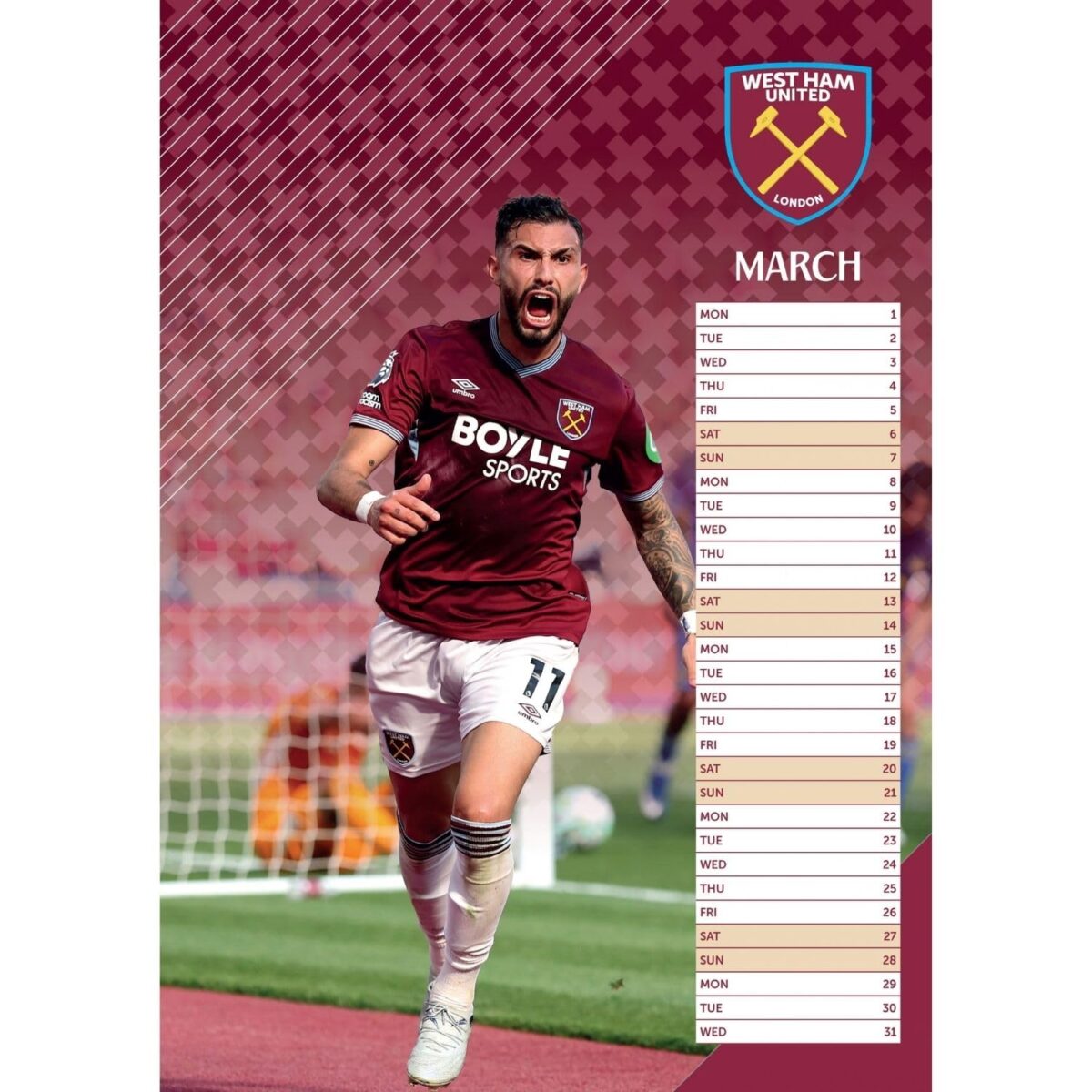 TM 08125 West Ham United FC A3 Calendar 2027